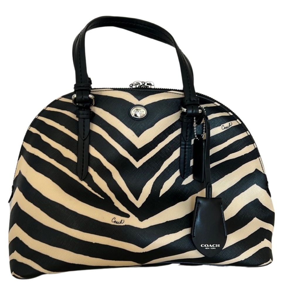 Coach satchel handbag zebra print